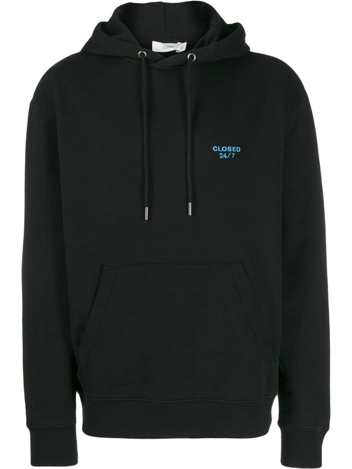 Closed Logo Embroidered Hoodie - Black
