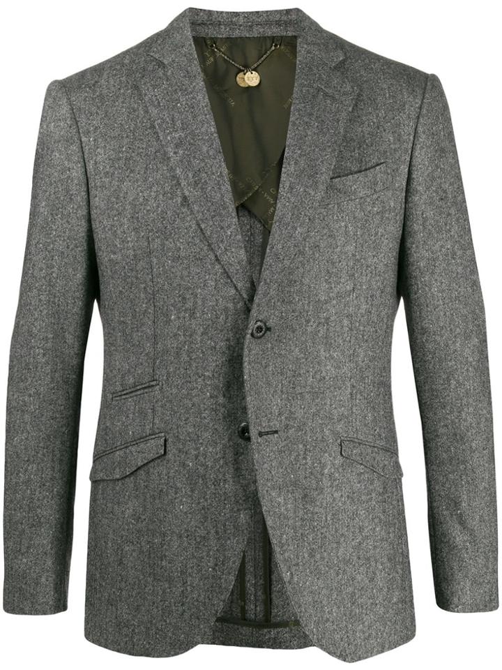 Maurizio Miri Fitted Single-breasted Blazer - Grey