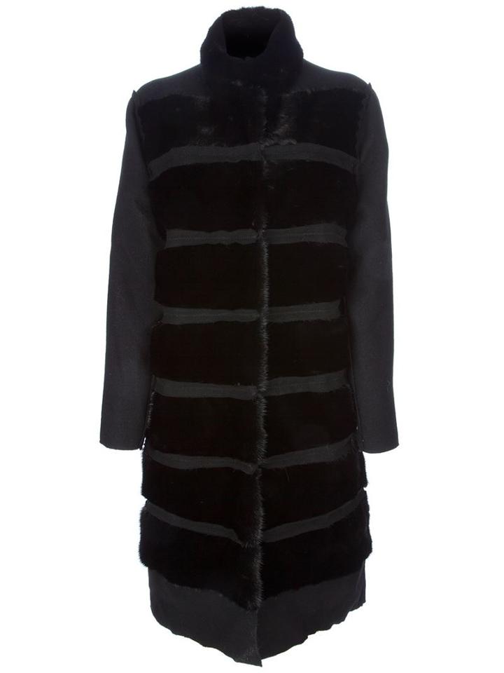 Lanvin Mid Length Mink Fur Coat, Women's, Size: 40, Black, Mink Fur/elastodiene/polyamide/wool
