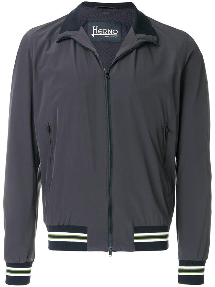 Herno Stripe Trim Bomber Jacket - Blue