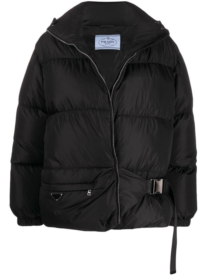 Prada Logo Puffer Jacket - Black