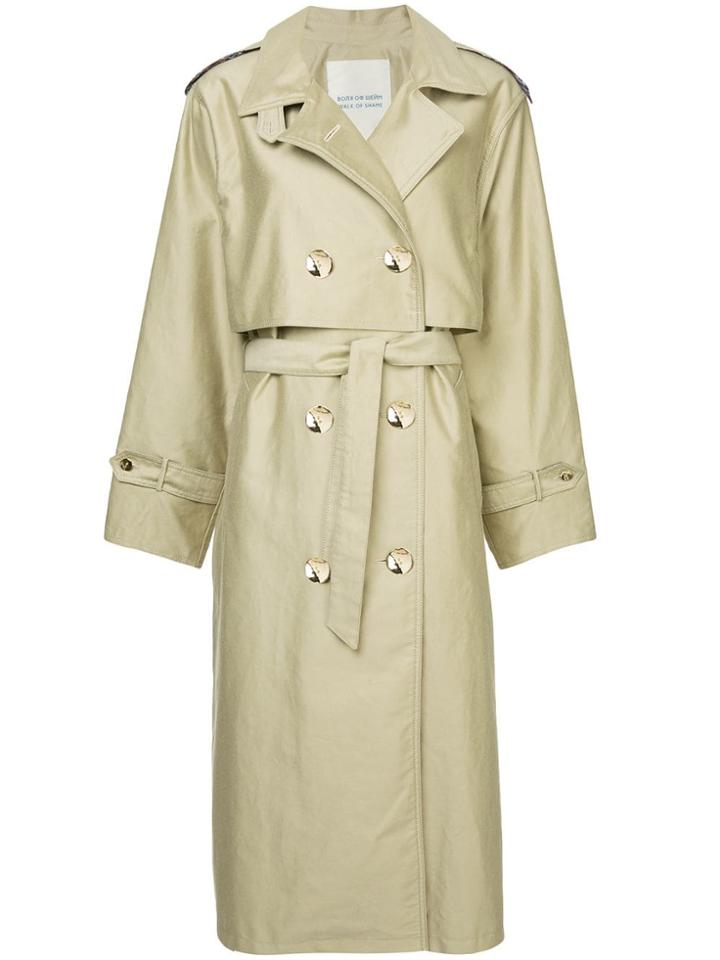 Walk Of Shame Tie Waist Double Breasted Trench Coat - Brown