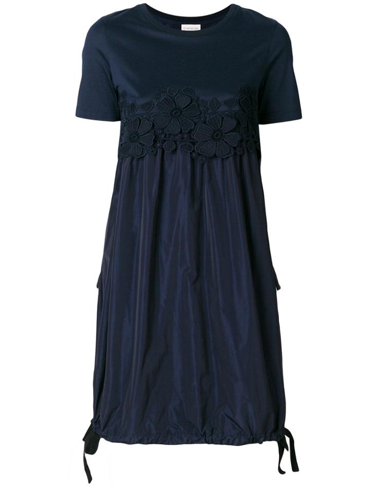 Moncler Floral Embroidered T-shirt Dress - Blue