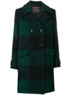 Woolrich Checked Double Breasted Coat - Blue