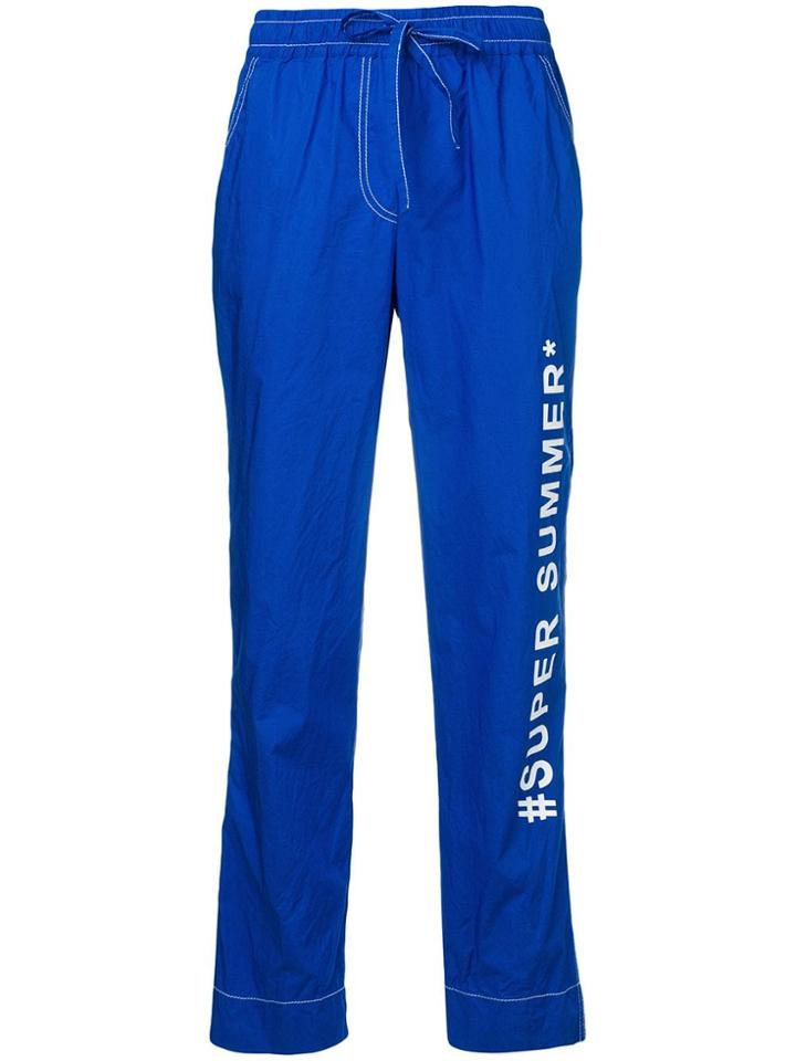 P.a.r.o.s.h. Cropped Slogan Trousers - Blue