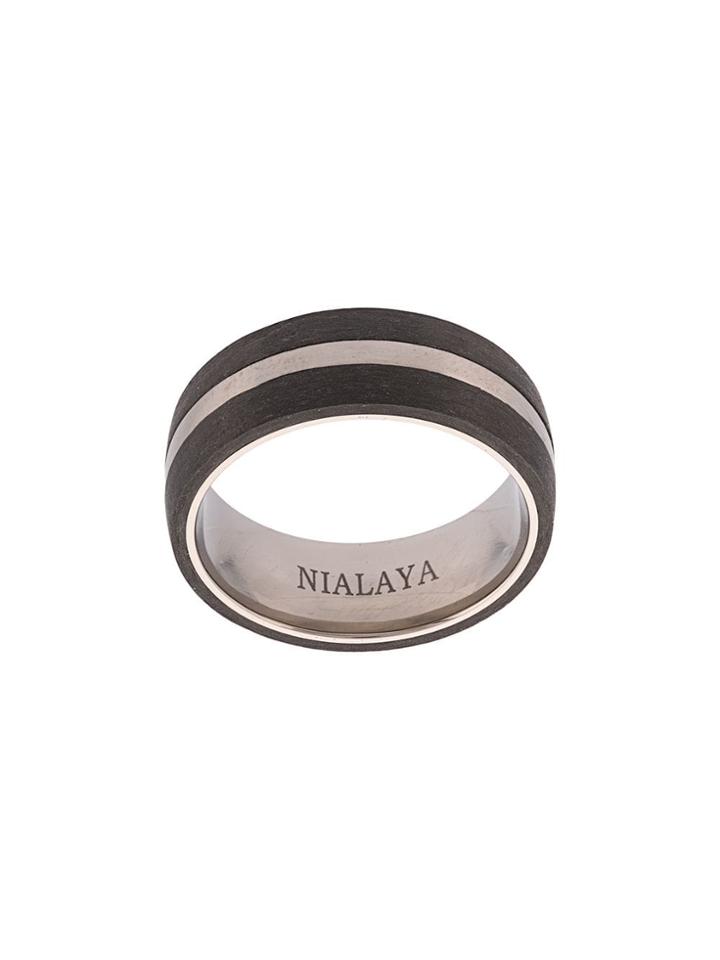 Nialaya Jewelry Colour Block Paneled Ring - Black
