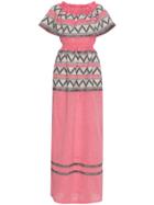 Celia Dragouni Off The Shoulder Embroidered Cotton Dress - Pink &