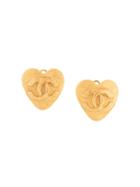 Chanel Pre-owned Cc Heart Earrings - Gold