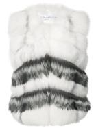 Oscar De La Renta Chevron Pattern Sleeveless Jacket - White