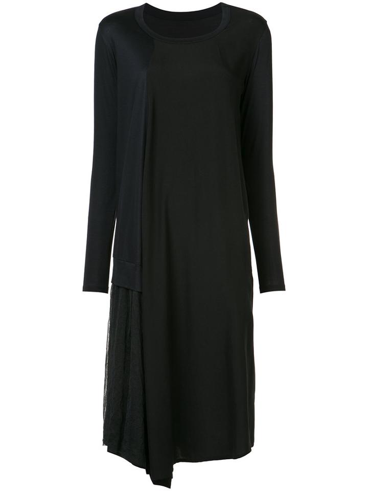 Y's - Long Sleeve Jersey Dress - Women - Cotton/lyocell/tencel - 2, Black, Cotton/lyocell/tencel