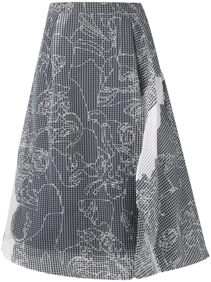 Chalayan Stitch Detail Midi Skirt - White