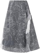 Chalayan Stitch Detail Midi Skirt - White