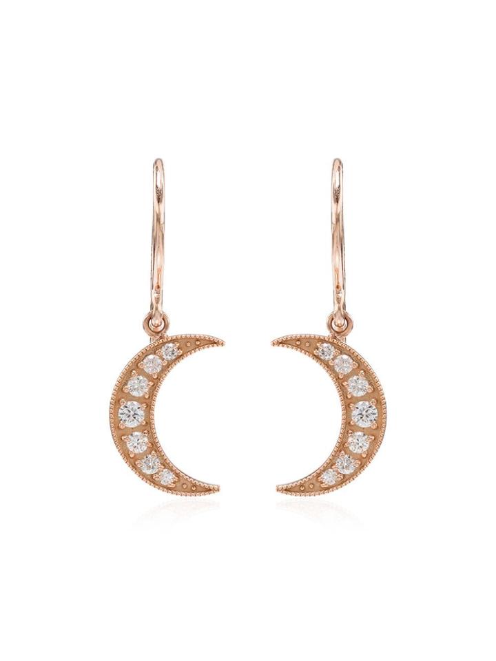 Andrea Fohrman Crescent Moon Diamond Earrings - Gold