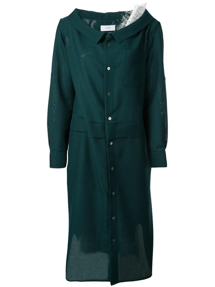 Facetasm Layered Button Dress - Green