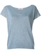 La Fileria For D'aniello V-neck Lurex Tee - Blue