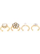 Marc Jacobs Cabochon Set Of Four Midi Rings, Women's, Metallic, Brass/glass