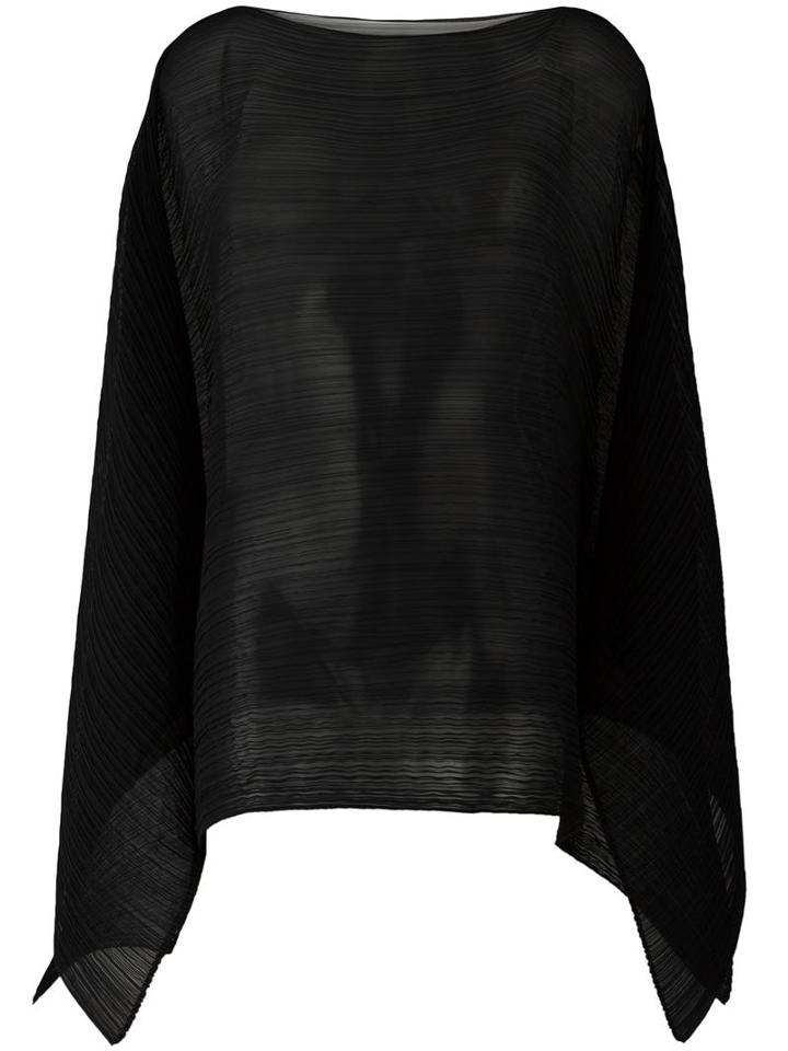 Pleats Please By Issey Miyake Sheer Oversized Poncho, Women's, Black, Polyester