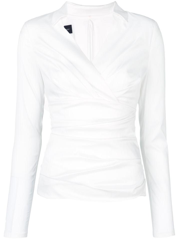 Talbot Runhof Ruched Wrap Top - White