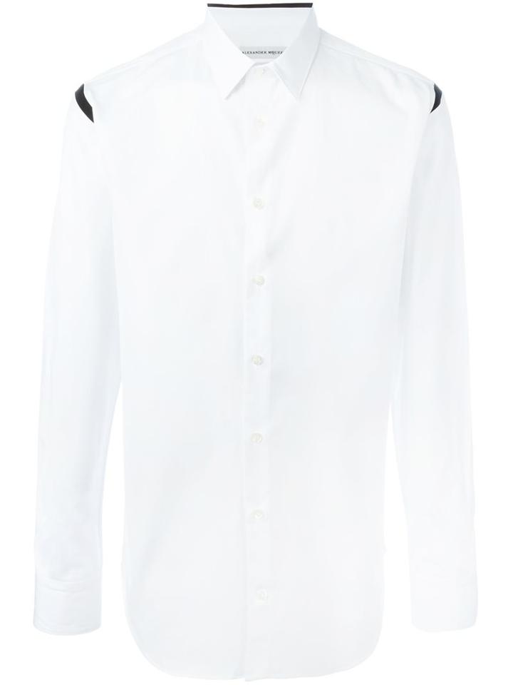 Alexander Mcqueen Contrast Detail Shirt, Men's, Size: 15, White, Cotton