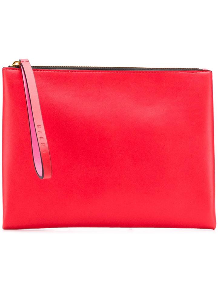 Marni Logo Bicolour Clutch - Red