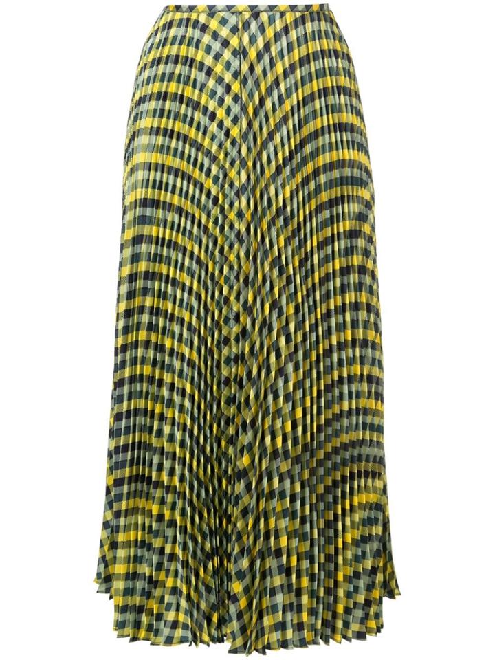 Joseph Pleated Gingham Midi Skirt - Multicolour