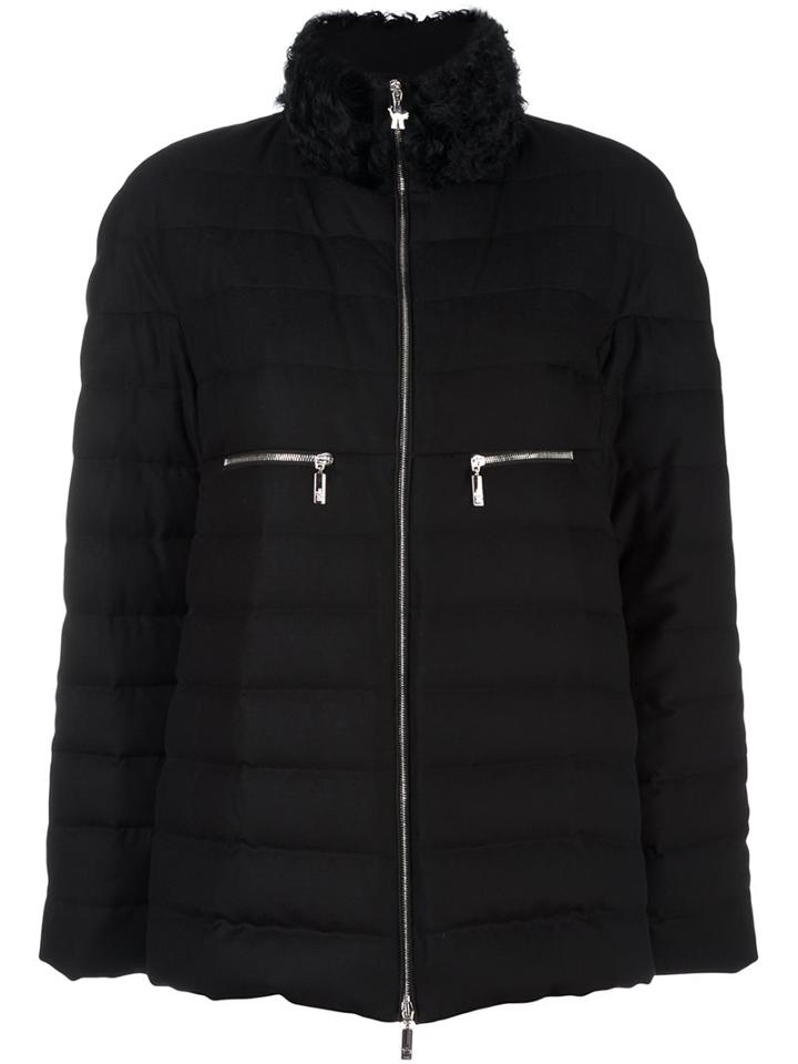 Moncler Gamme Rouge High Neck Puffer Jacket, Women's, Size: Xs, Black, Feather Down/polyamide/cashmere/lamb Fur