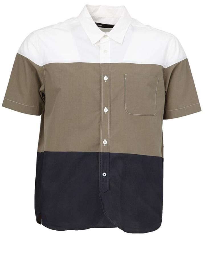 08sircus Colour Block Shirt, Men's, Size: 3, White, Cotton