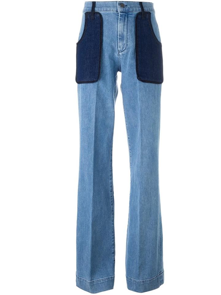 Victoria Victoria Beckham Mid-waist Flared Jeans, Women's, Size: 25, Blue, Cotton/polyester/spandex/elastane