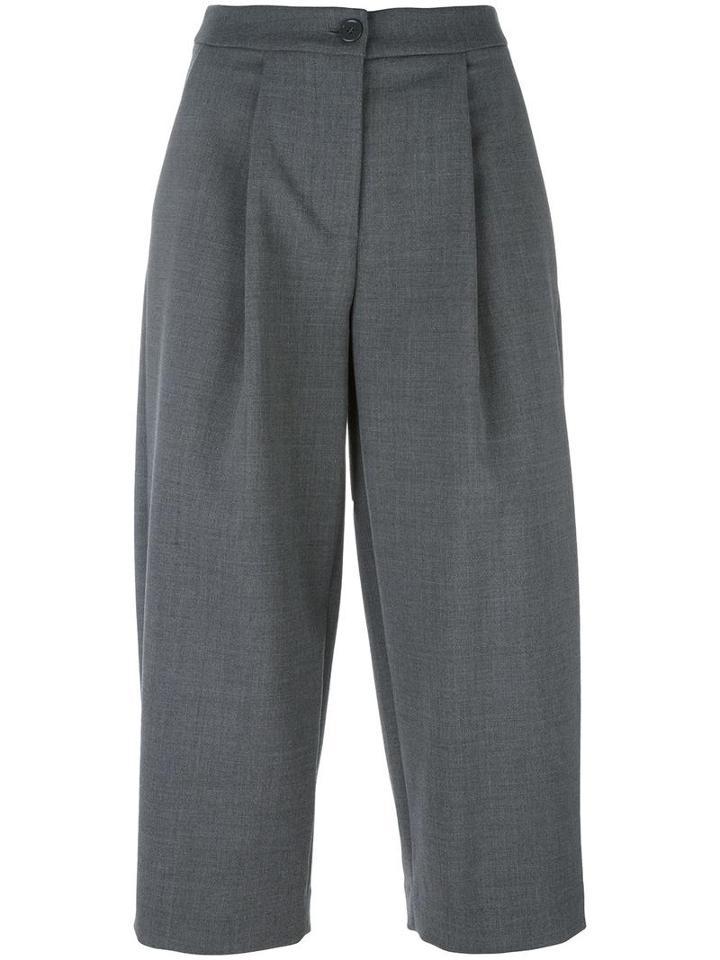 Erika Cavallini Cropped Trousers, Women's, Size: 40, Grey, Polyester/virgin Wool/spandex/elastane/polyester