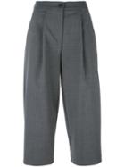 Erika Cavallini Cropped Trousers, Women's, Size: 40, Grey, Polyester/virgin Wool/spandex/elastane/polyester