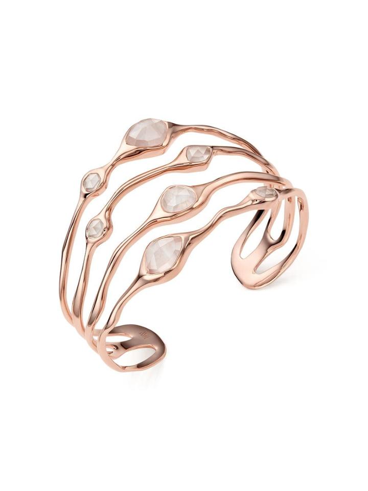 Monica Vinader Rp Siren Cluster Cocktail Rose Quartz Cuff - Pink