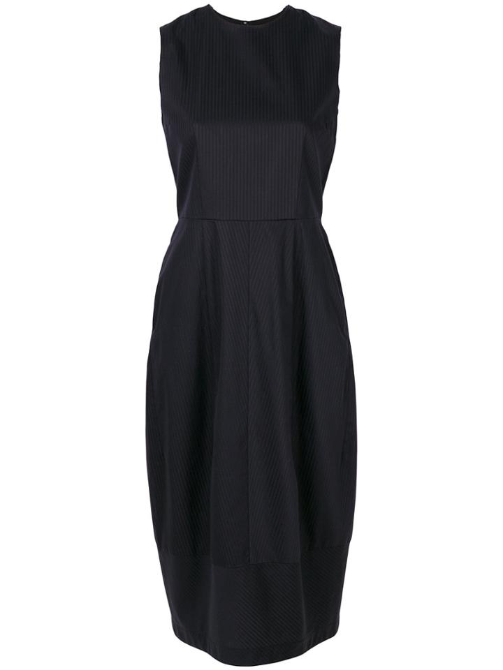 Comme Des Garçons Vintage Dobby Stripes Midi Dress - Grey