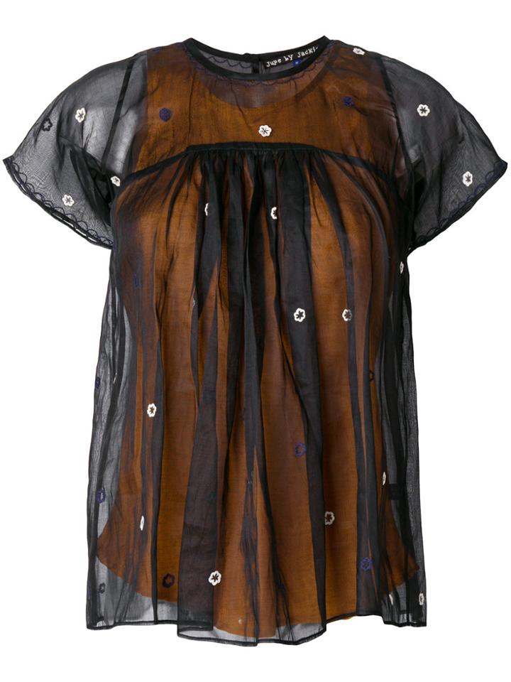 Jupe By Jackie Embroidered Layered Top - Black