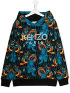 Kenzo Kids Teen Printed Logo Hoodie - Black