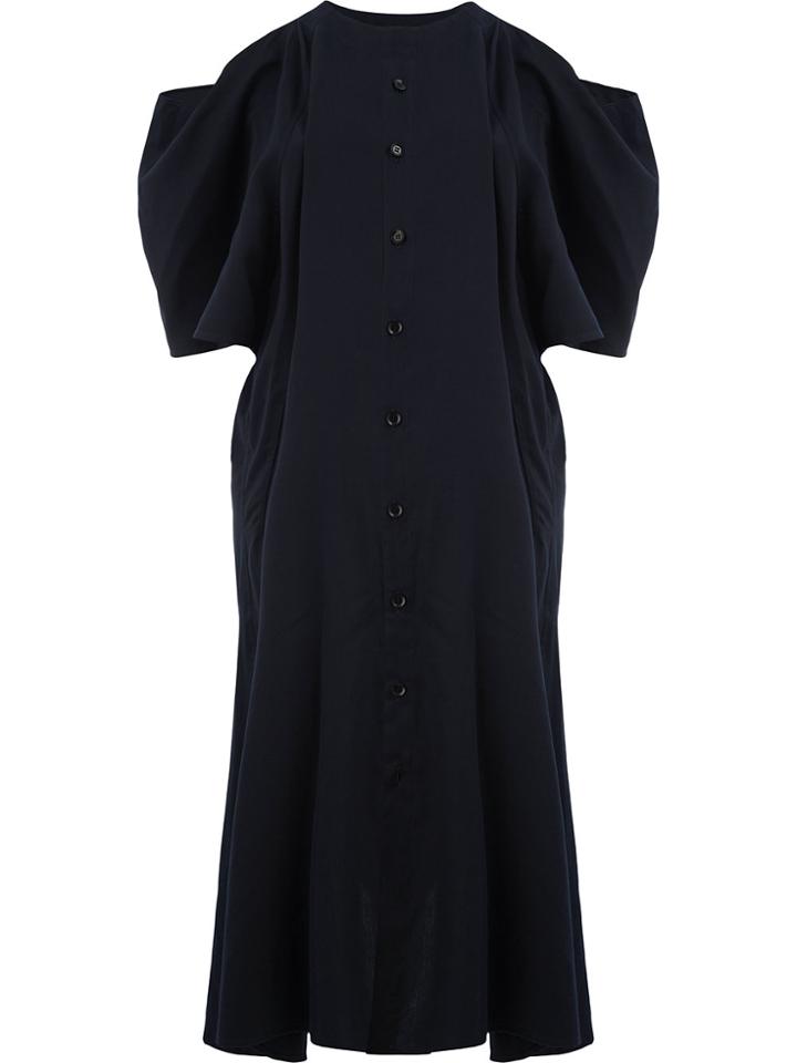 Yohji Yamamoto Puff Sleeve Loose Fit Dress - Blue
