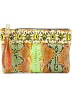 Gedebe Embellished Python Effect Clutch, Women's, Yellow/orange, Calf Leather/brass
