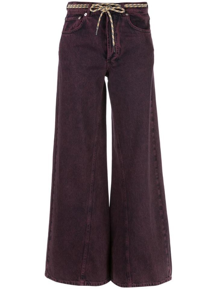 Ganni Flared Belted Jeans - Purple