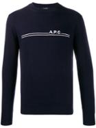 A.p.c. Slim-fit Logo Pullover - Blue