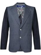 Junya Watanabe Comme Des Garçons Man - Contrast Sleeves Checked Blazer - Men - Silk/cotton/wool - S, Blue, Silk/cotton/wool