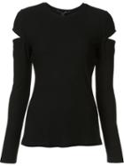 Derek Lam Cut Out Detail Long Sleeve Top, Women's, Size: 46, Black, Viscose