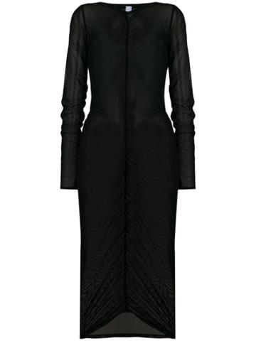 Fantabody Ruched Mesh Dress - Black