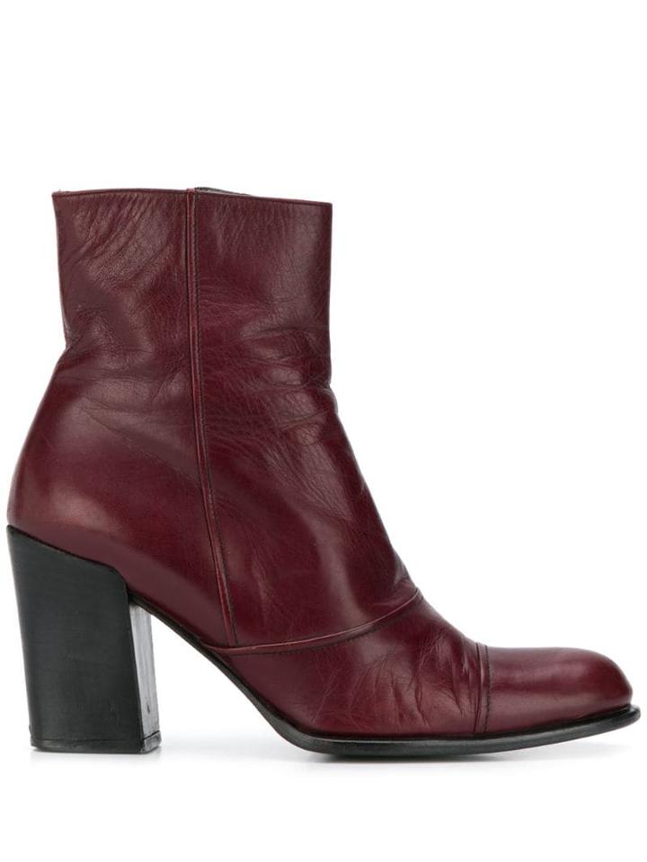 Prada Pre-owned 1990's Side Zip Ankle Boots - Red