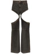 Telfar Frayed Cut-out Baggy Jeans - Grey