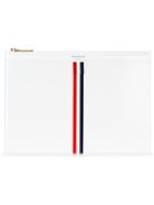 Thom Browne Small Striped Clutch, Men's, White, Calf Leather