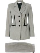 Christian Dior Vintage Houndstooth Skirt Suit - Grey