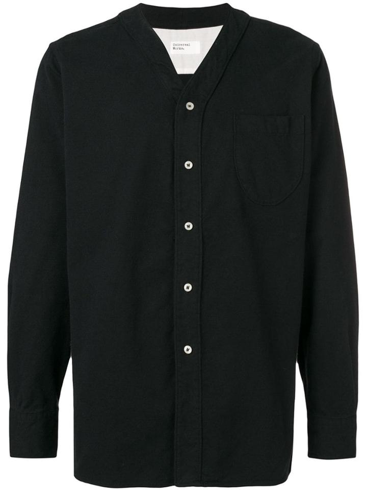 Universal Works Collarless Buttoned Shirt - Black