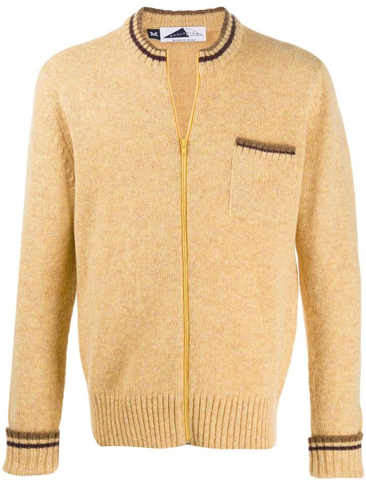 Anglozine Zipped Knitted Cardigan - Yellow