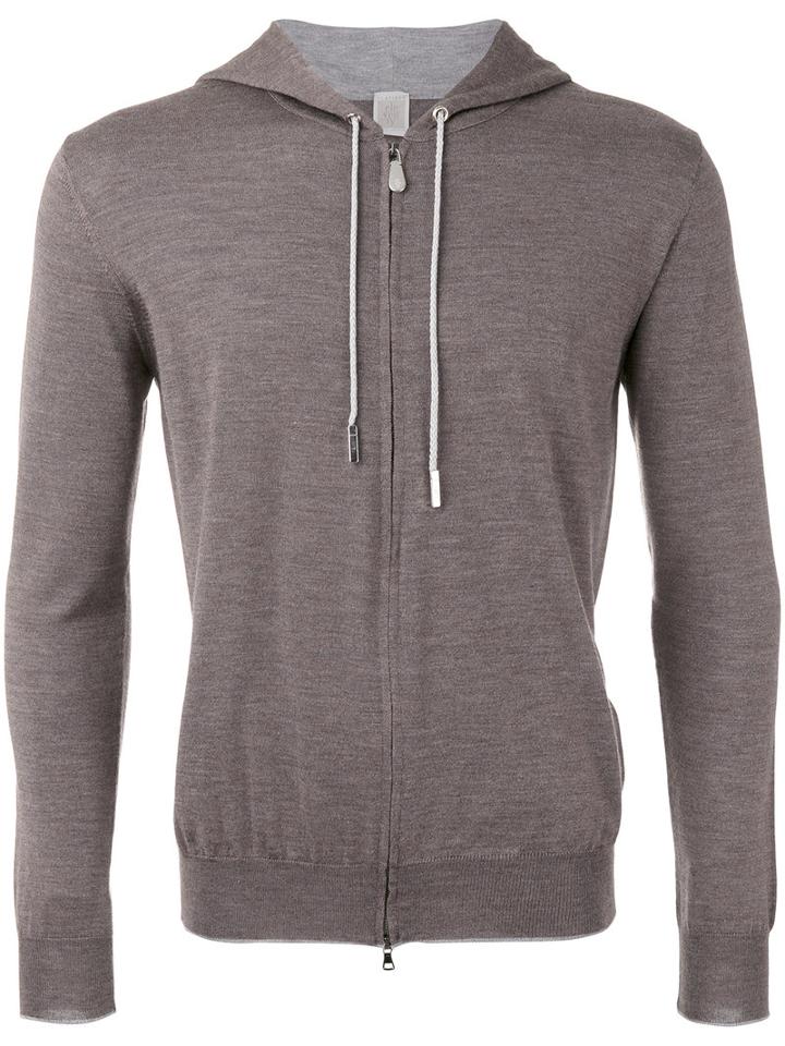 Eleventy - Zip Up Hoodie - Men - Silk/merino - Xxxl, Brown, Silk/merino