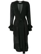 Victoria Beckham Sheer Belted Coat - Black