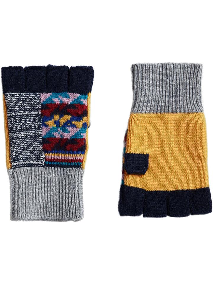 Burberry Fingerless Patchwork Gloves - Grey